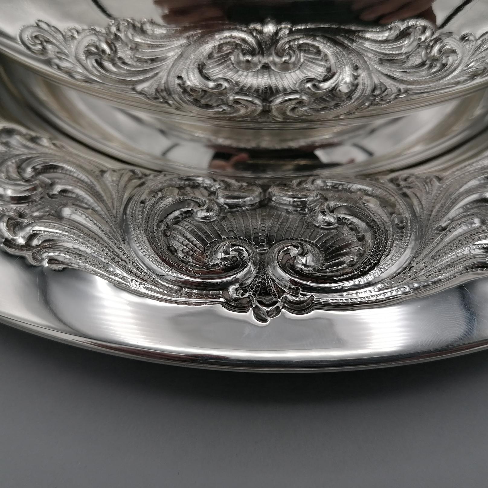 20th Century Italian Sterling Silver Vegetable Dish, Tureen For Sale 3