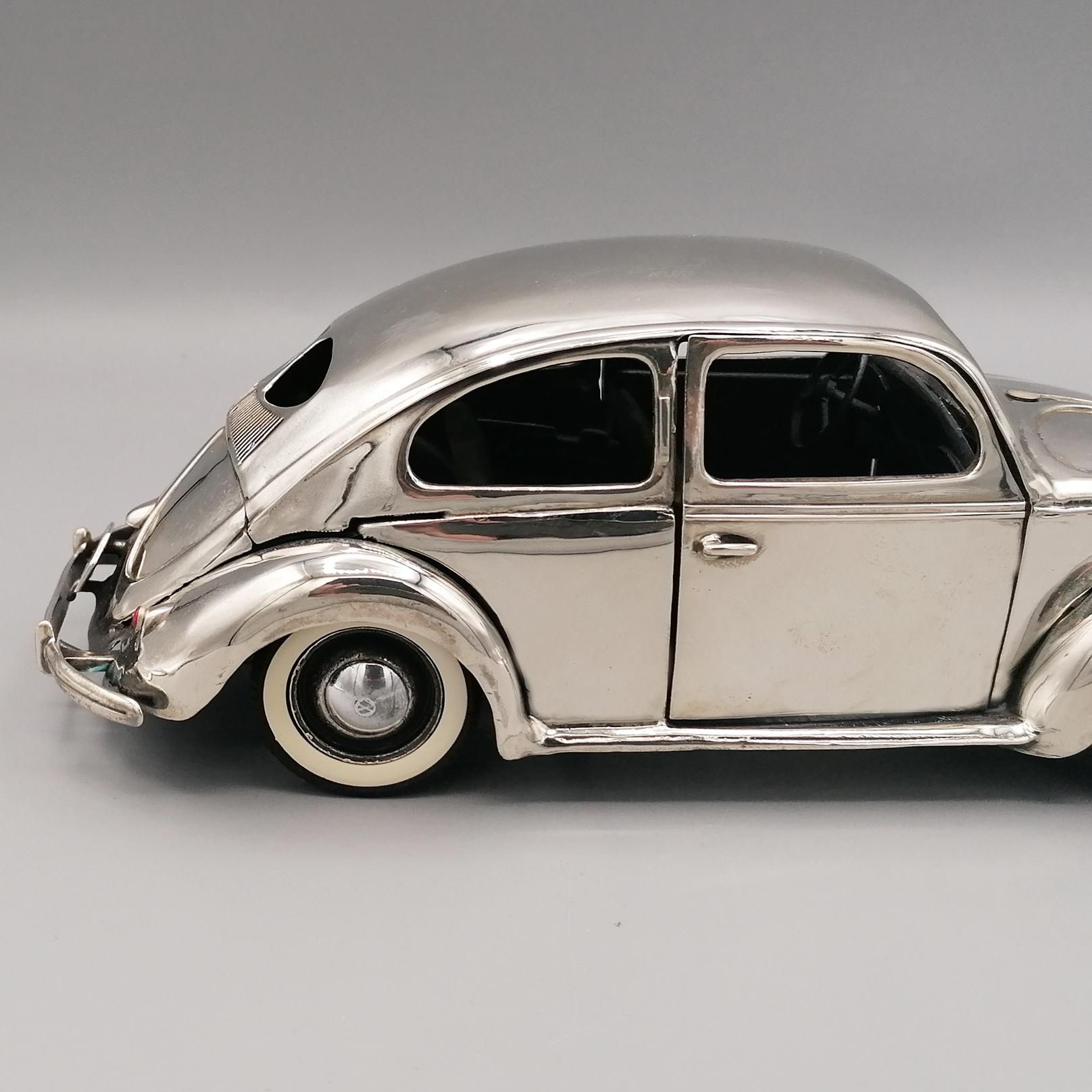 20th Century Italian Sterling Silver Volkswagen Beetle Typ1 Model Car 1945 C.Ca For Sale 1