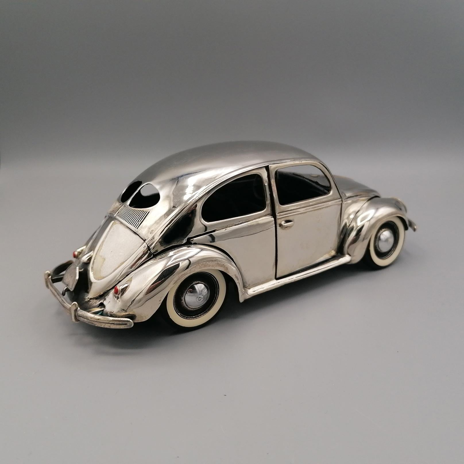 Volkswagen Beetle Typ1 modèle de voiture italienne du 20ème siècle en argent sterling, vers 1945 en vente 2