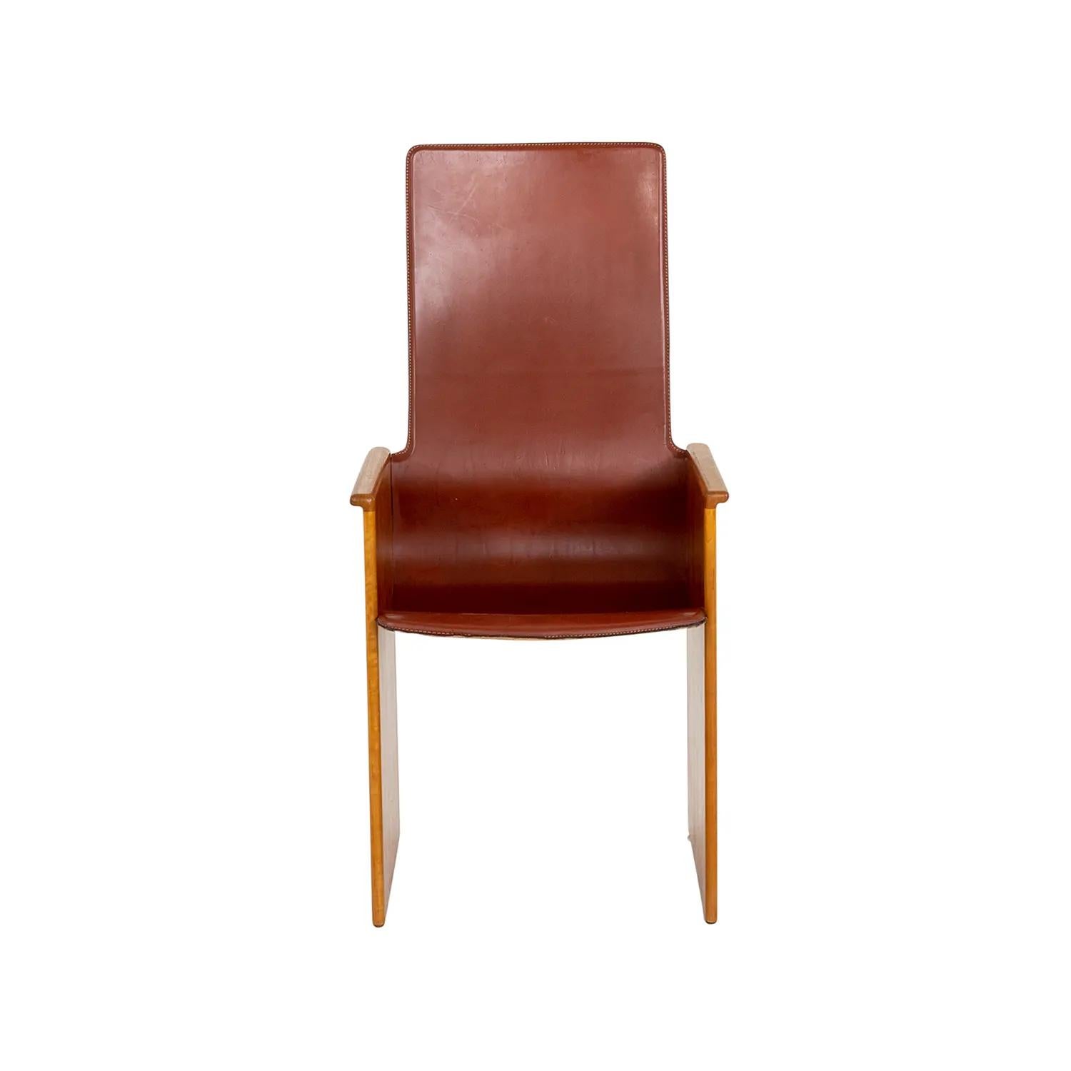 Leather 20th Century Italian Stildomus Maple Torcello Armchairs by Afra & Tobia Scarpa For Sale