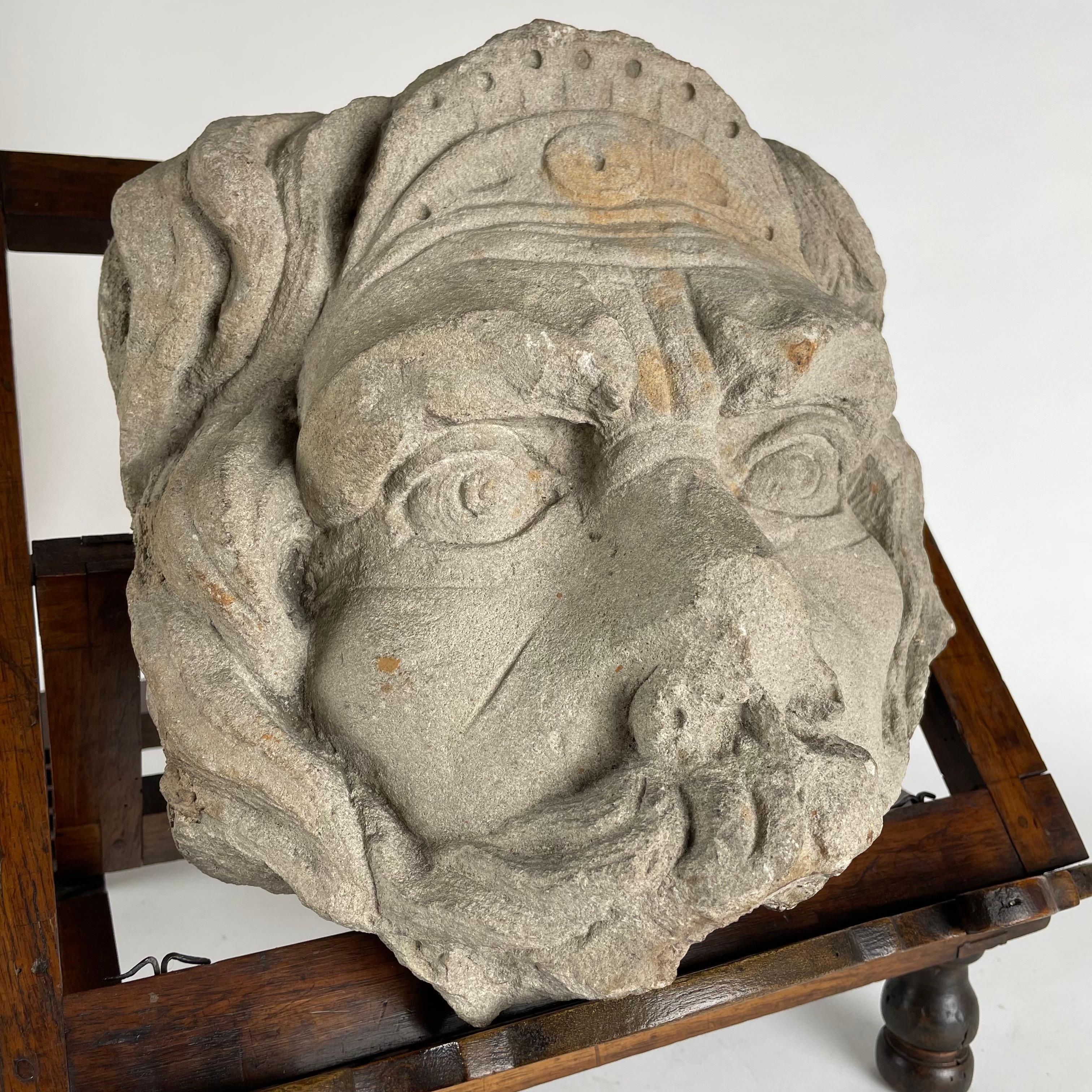 Classical Roman 20th Century Italian Stone Fountain Mask For Sale