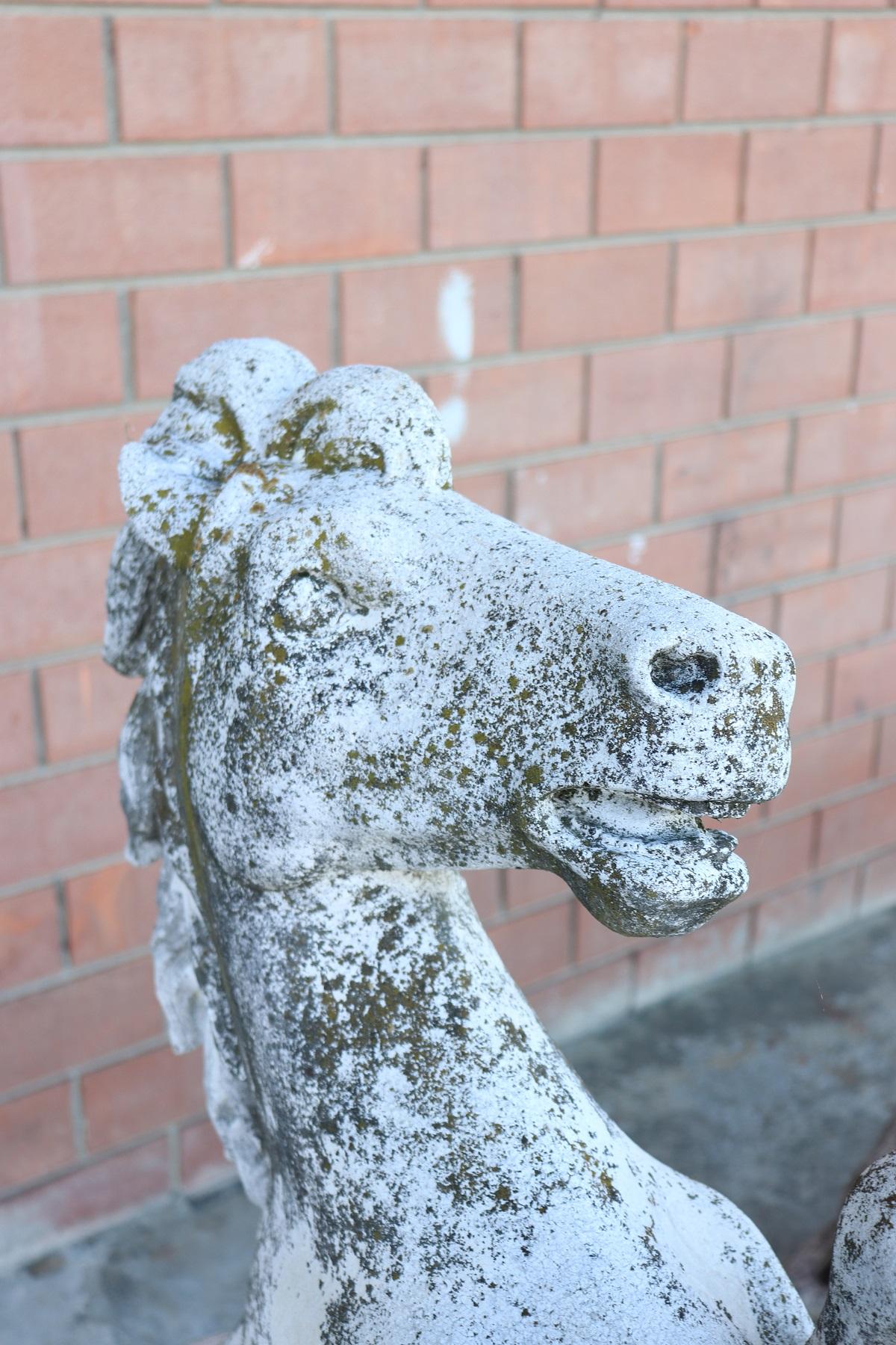 20th Century Italian Stone Garden Horse Statue In Good Condition In Casale Monferrato, IT