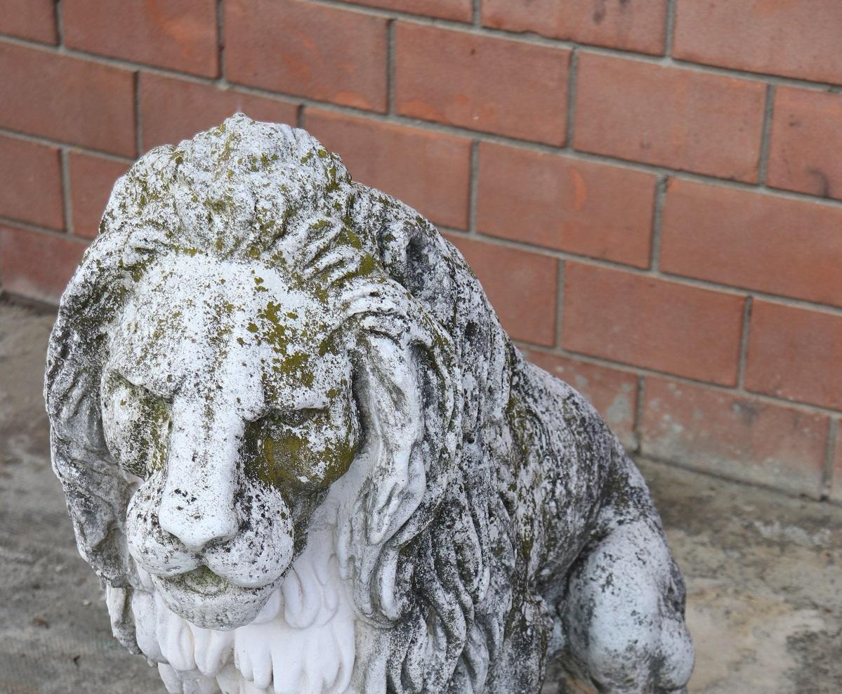 20th Century Italian Stone Garden Lion Statue In Good Condition In Casale Monferrato, IT
