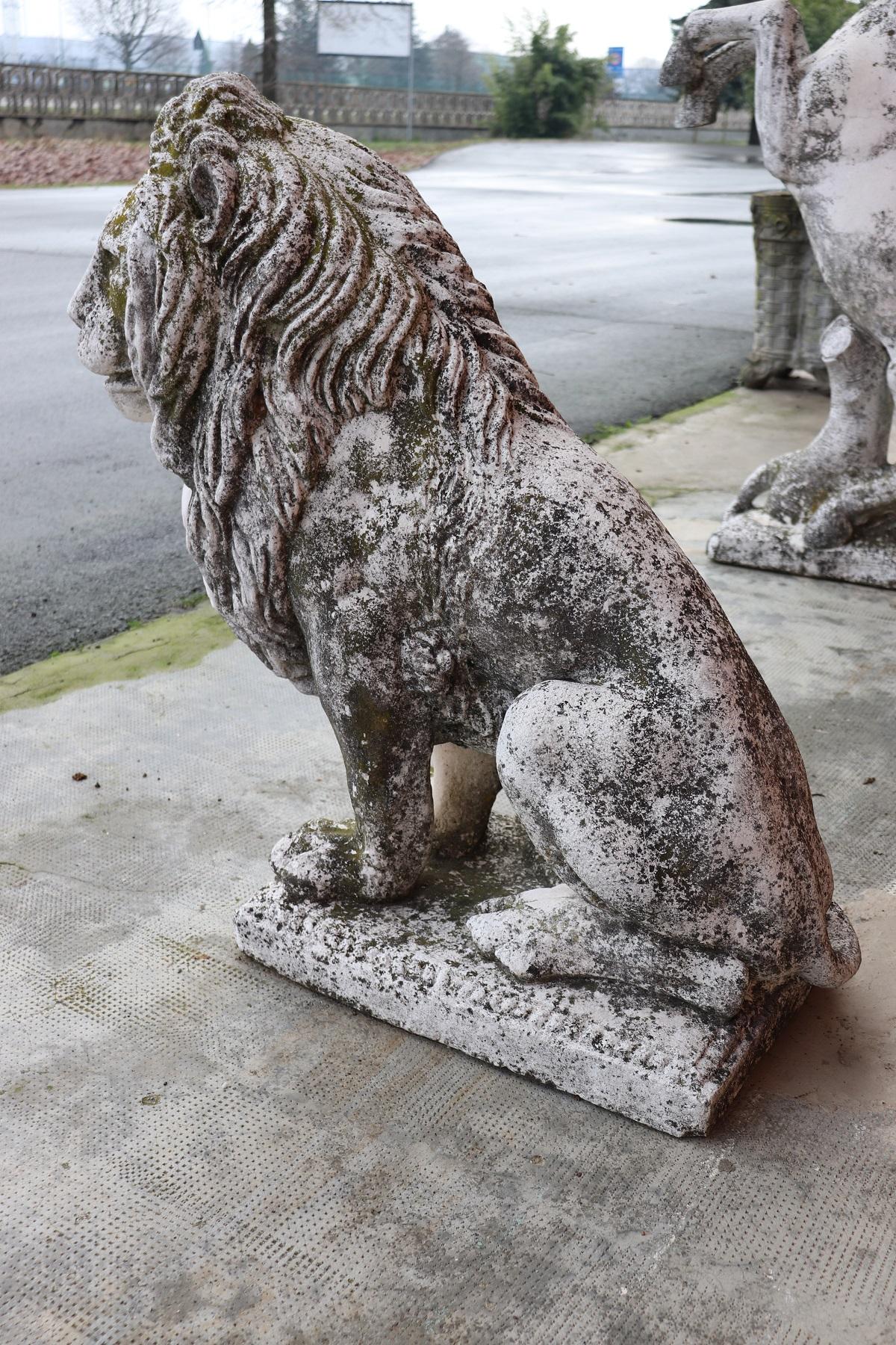 Mid-20th Century 20th Century Italian Stone Garden Lion Statue