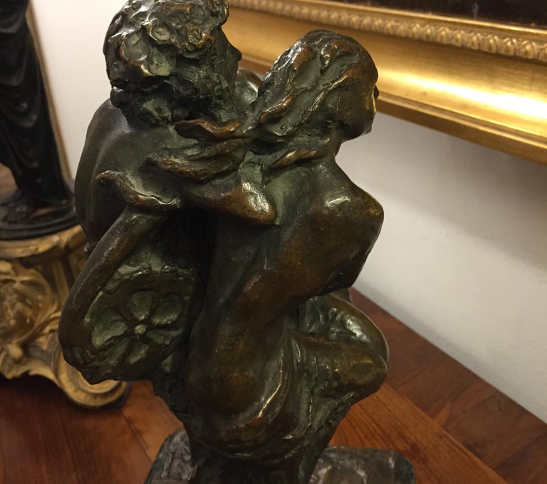 20th Century Italian Symbolist Bronze Sculpture of Three Female Figures