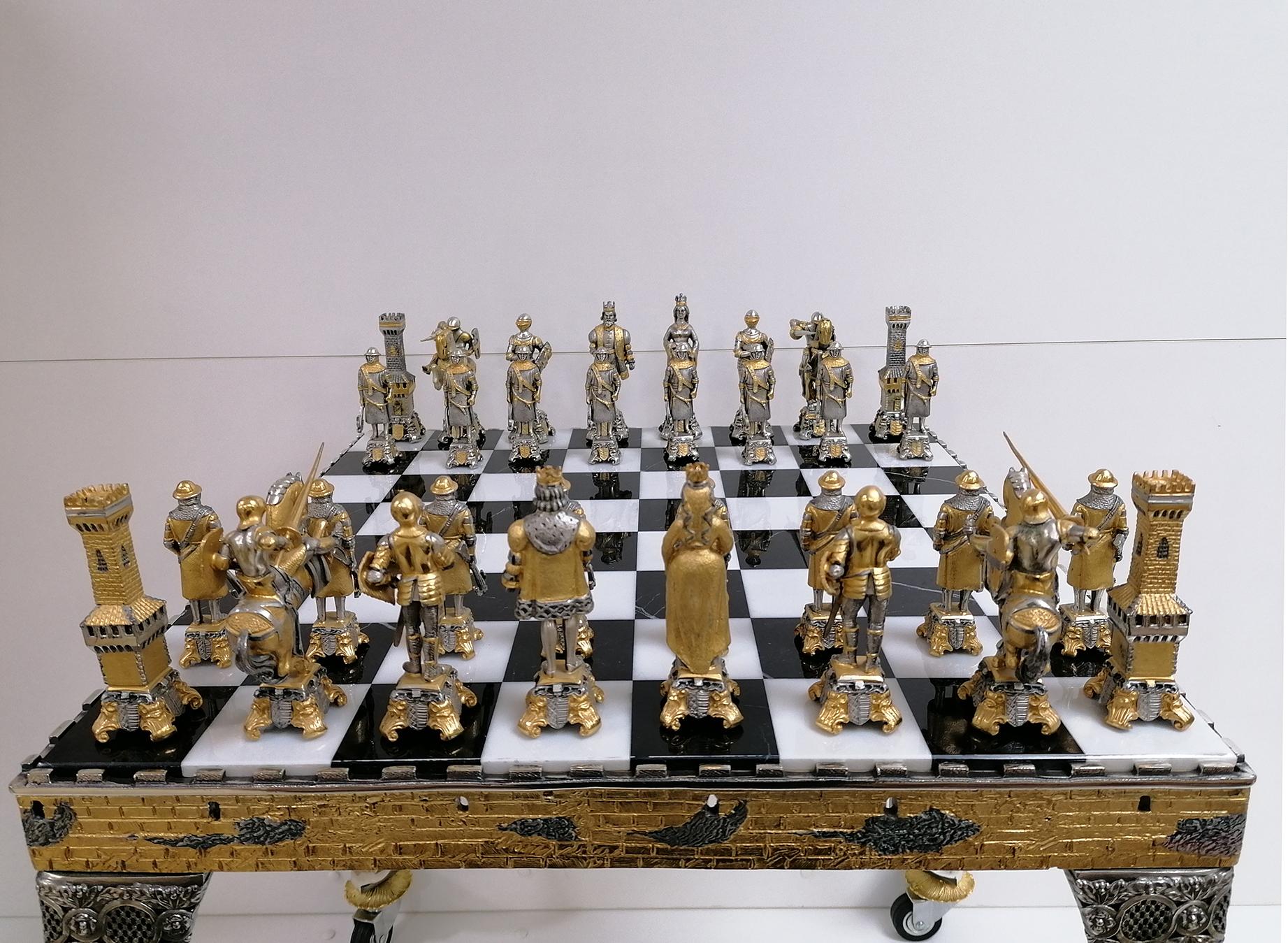 21th Century Italian Table, Chess Board with Chess Game For Sale 6