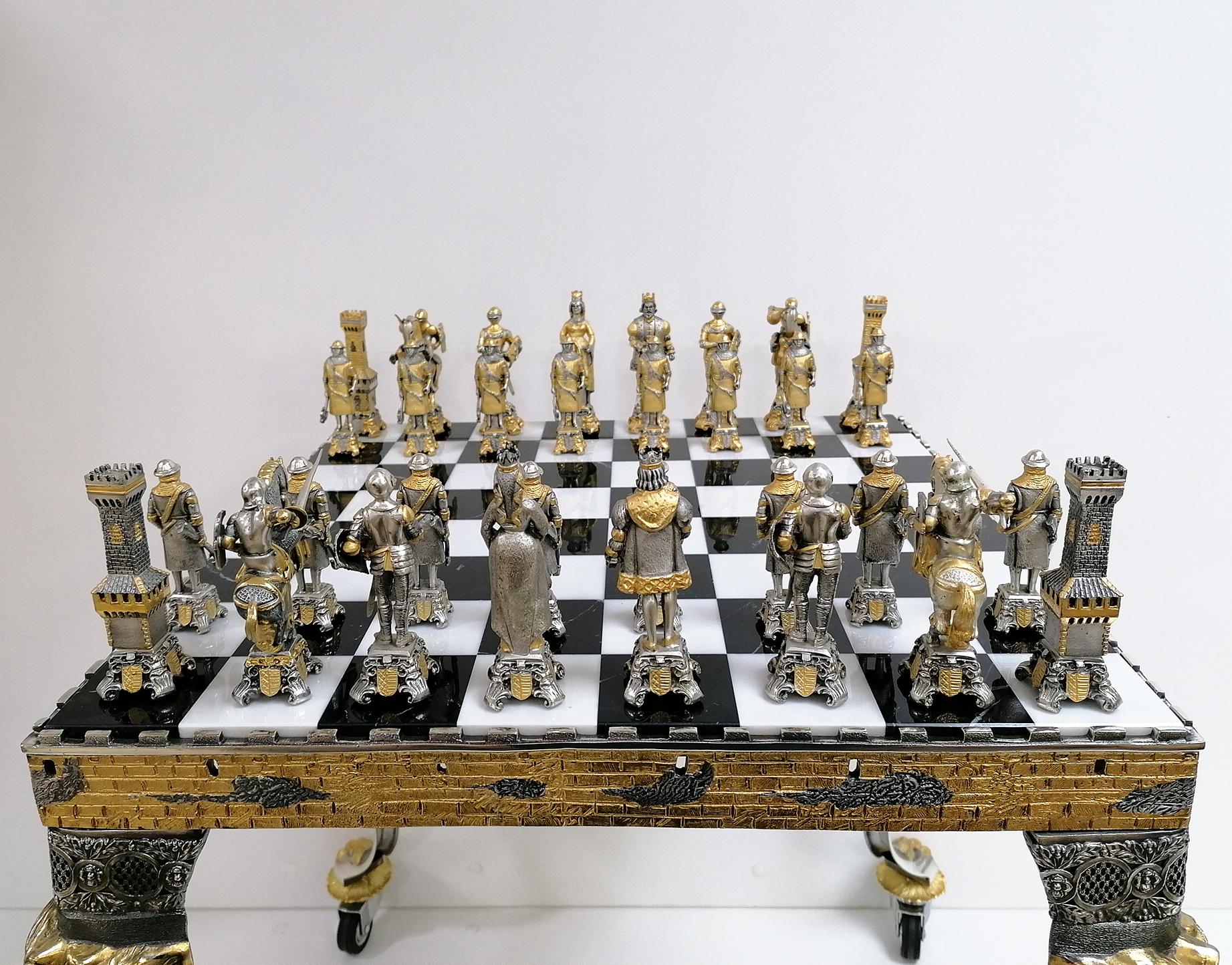 21th Century Italian Table, Chess Board with Chess Game For Sale 8