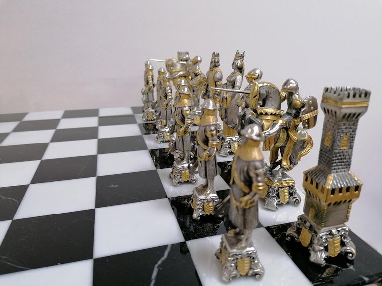 21th Century Italian Table, Chess Board with Chess Game