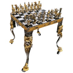 20th Century Italian Table, Chess Board with Chess Game