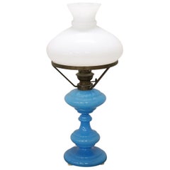 20th Century Italian Table Lamp in Opal Blue Artistic Glass