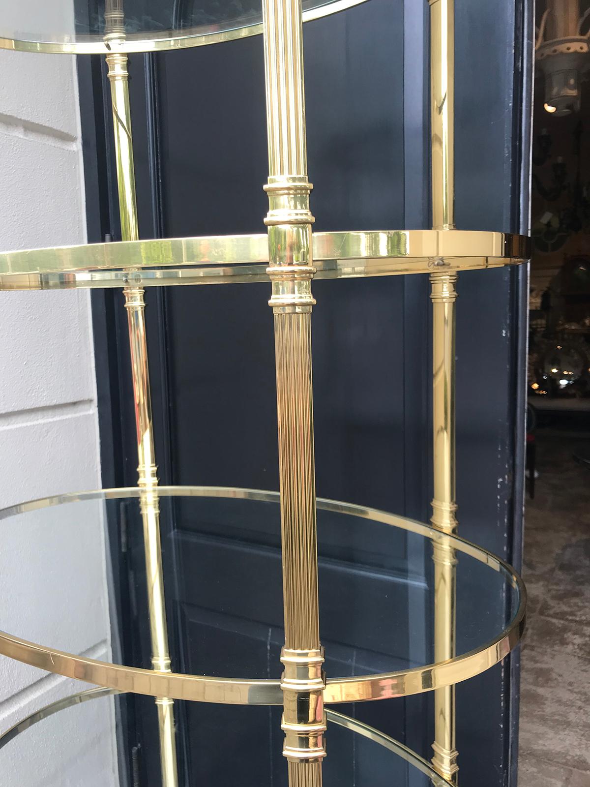 20th Century Italian Tall Brass Oval Étagère, in the Style of Baguès 1
