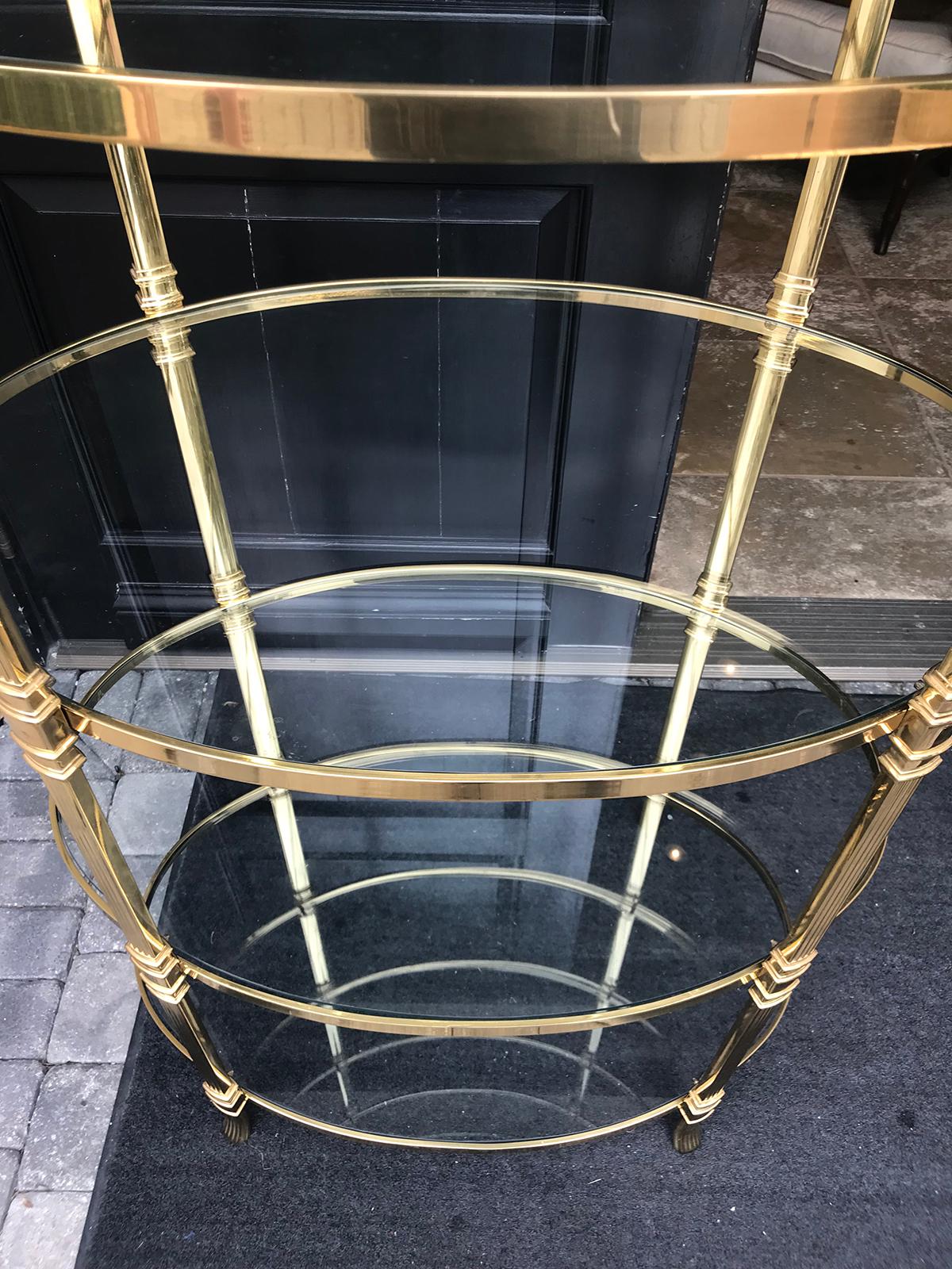20th Century Italian Tall Brass Oval Étagère, in the Style of Baguès 3