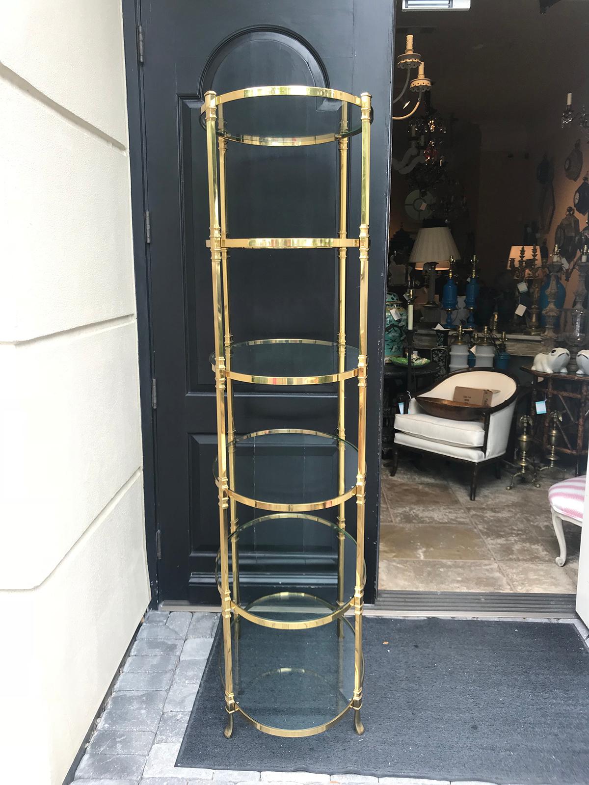20th Century Italian Tall Brass Oval Étagère, in the Style of Baguès 5