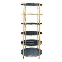 20th Century Italian Tall Brass Oval Étagère, in the Style of Baguès