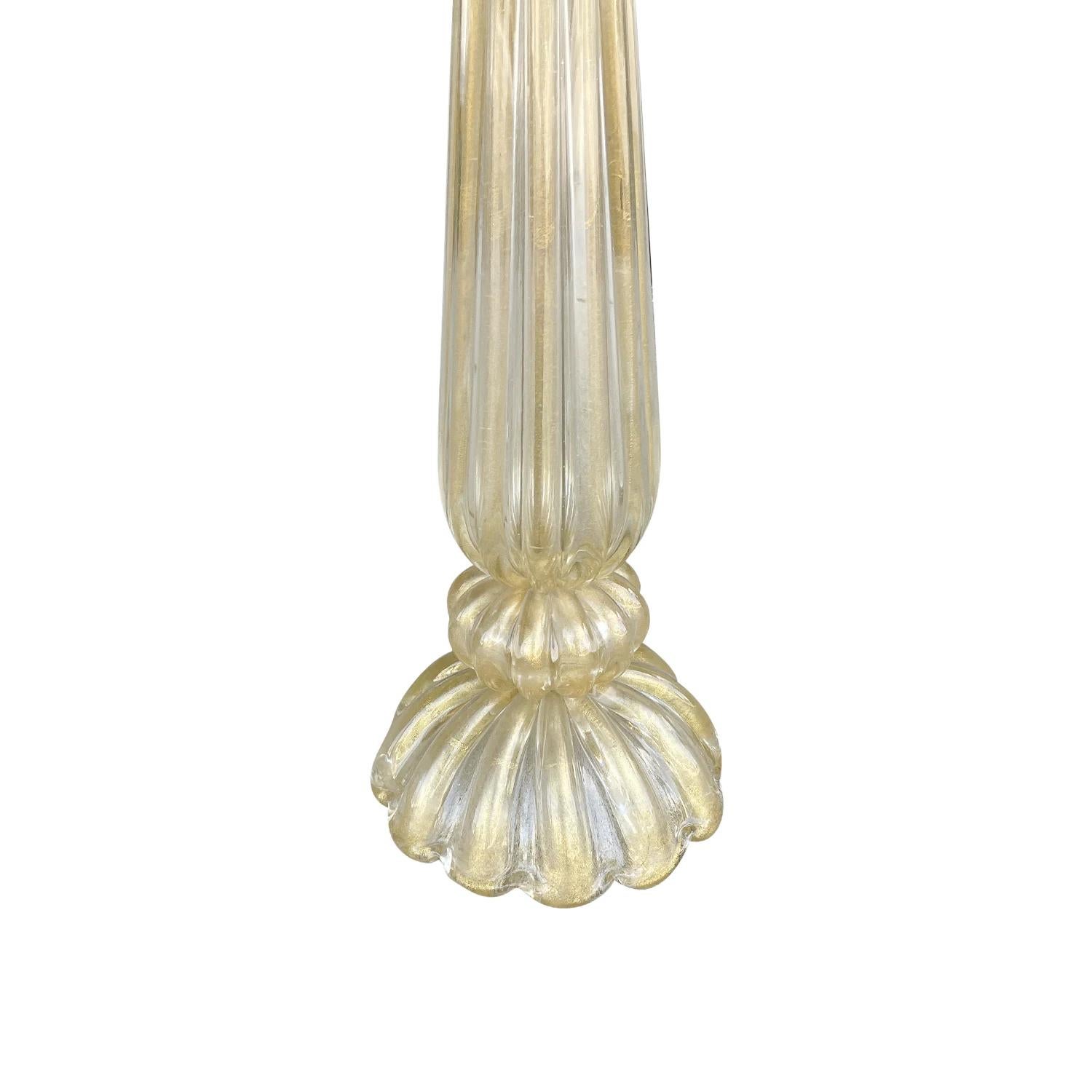 Hand-Crafted 20th Century Italian Tall Vintage Murano Glass Table Lamp by Barovier & Toso For Sale