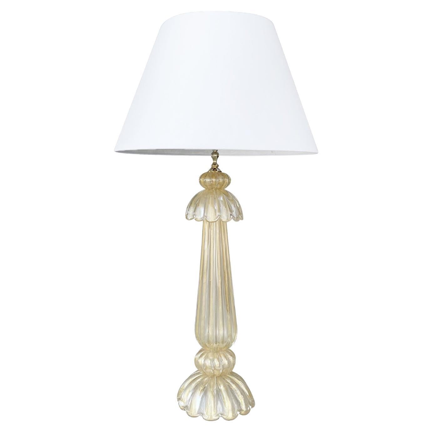 20th Century Italian Tall Vintage Murano Glass Table Lamp by Barovier & Toso For Sale