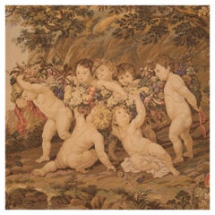 20th Century Italian Tapestry Landscape with Cherubs Play, 1970