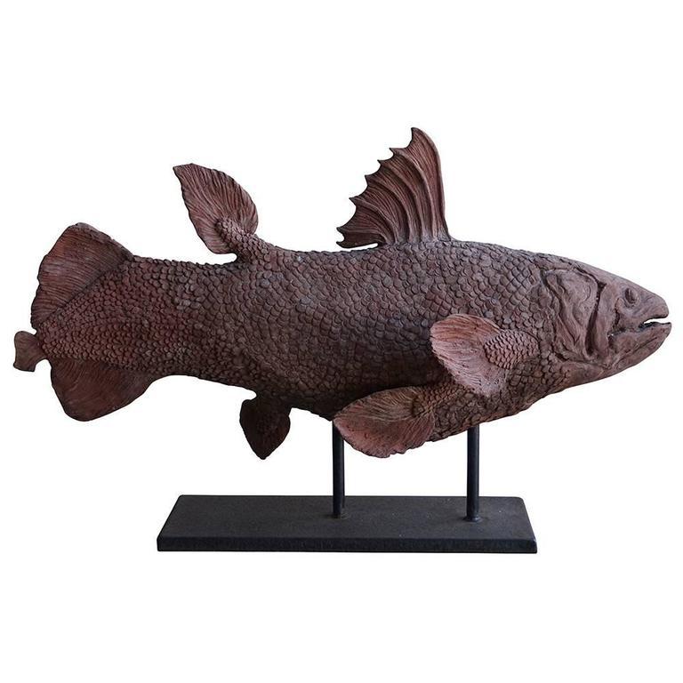 20th Century, Italian Terra Cotta Clay Fish Statuette In Excellent Condition In West Palm Beach, FL