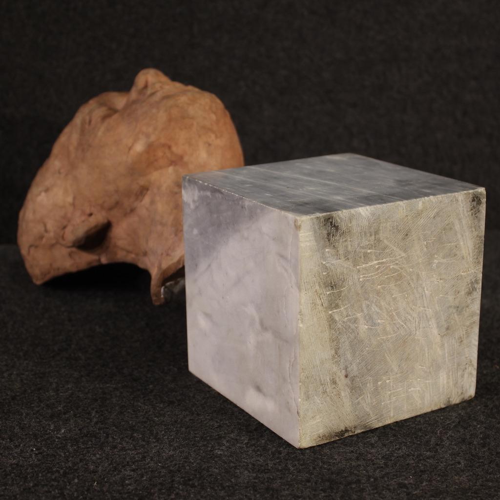 20th Century Italian Terracotta with Marble Base Sculpture, 1960 in vendita 6
