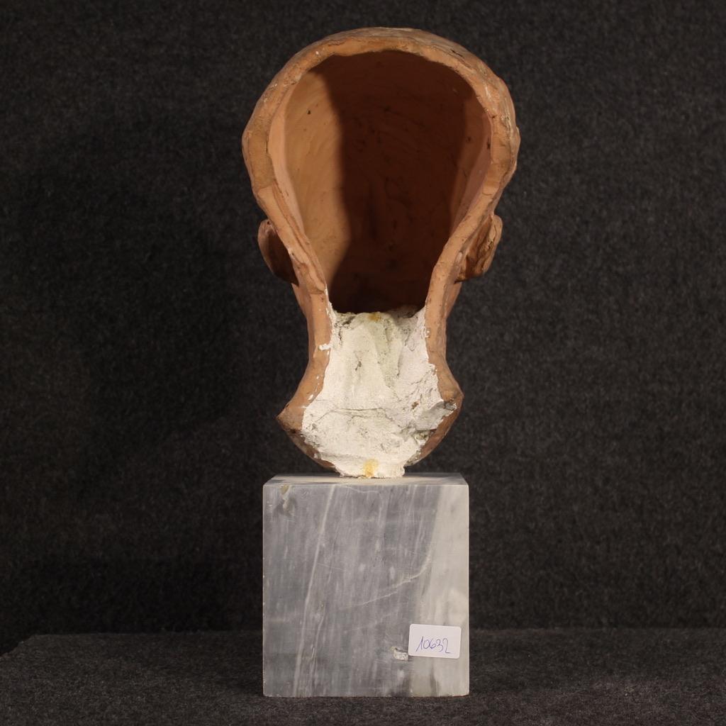 20th Century Italian Terracotta with Marble Base Sculpture, 1960 in vendita 2