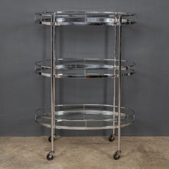 20th Century Italian Three Tier Glass & Chrome Bar Cart, c.1950