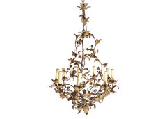 20th Century Italian Tole Floral Chandelier Circa 1900