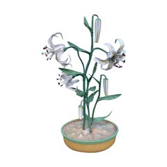 20th Century Italian Tole Potted Flowers, Marked "Italy"
