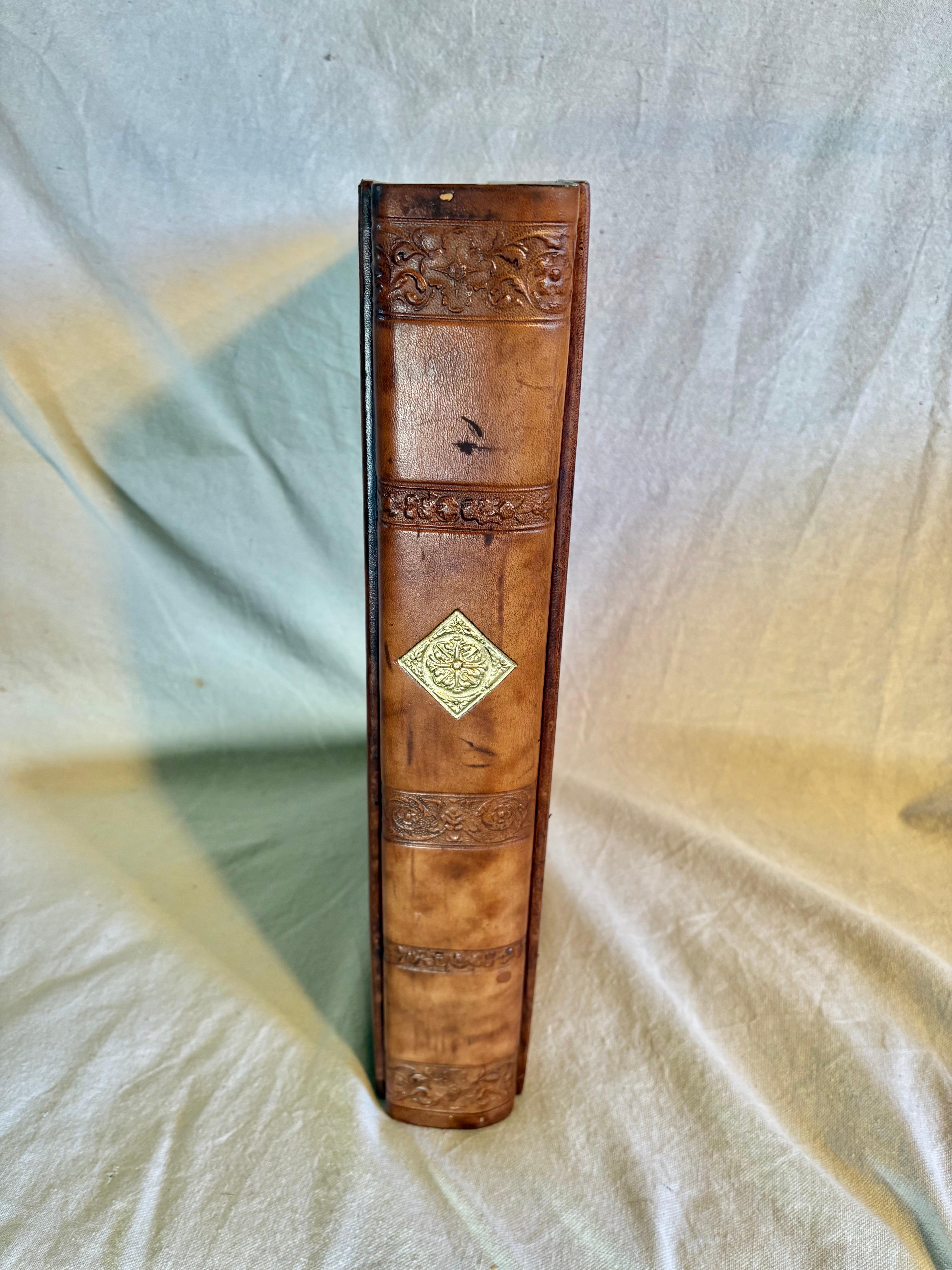 20th Century Italian Tooled Leather Book In Good Condition In Burton, TX