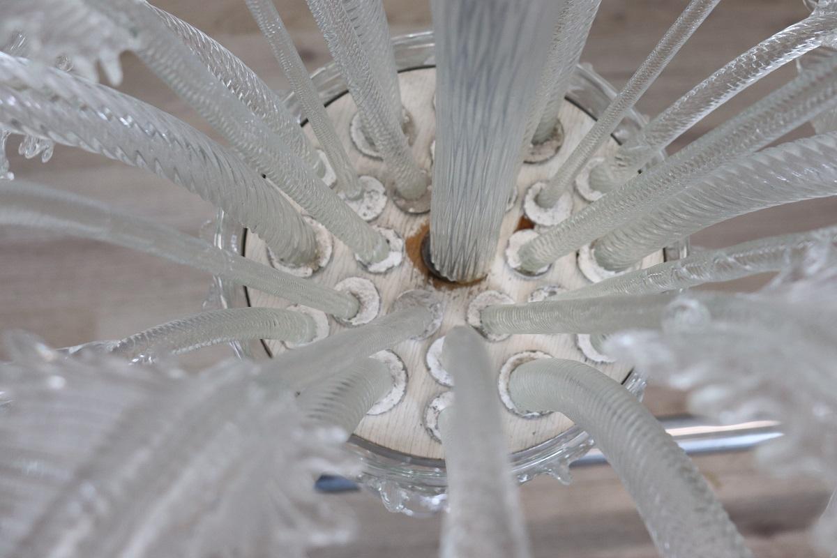 Fine XX secolo Lampadario in vetro di Murano trasparente del XX secolo con 7 lampadine in vendita