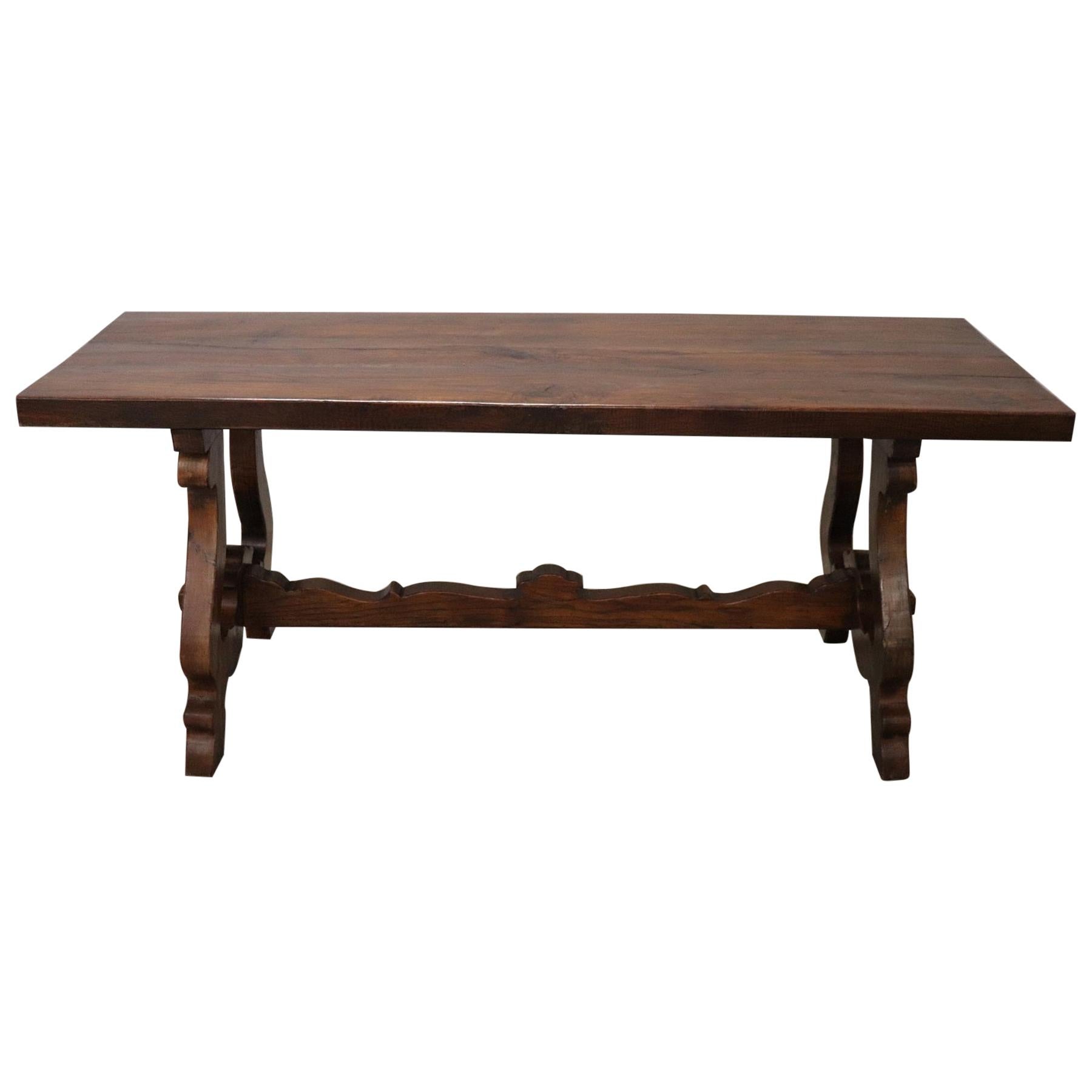 20th Century Italian Tuscan Large Fratino Dining Room Table in Solid Oakwood