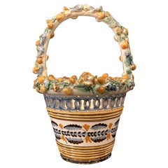 Retro 20th Century Italian Tuscan Vase Basket with Fishes Shells