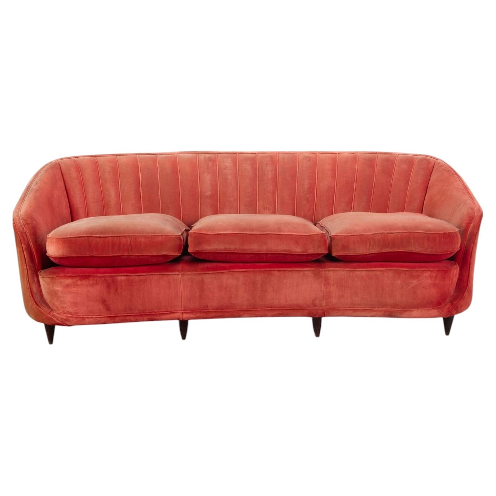 20th Century Italian Upholstered Sofa in the Manner of Gio Ponti For Sale