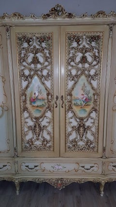 20th Century Italian Venetian Baroque Style and Painted Bedroom Set