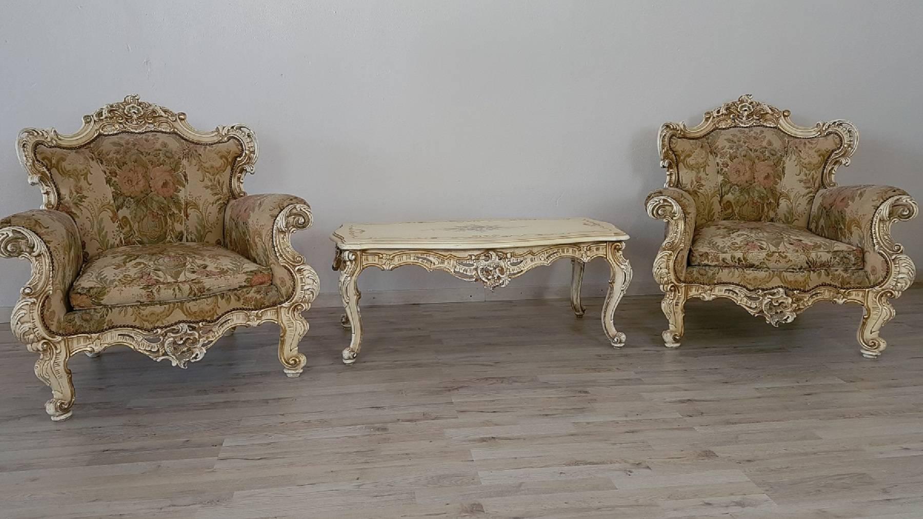 20th Century Italian Venetian Baroque Style and Painted Dining Room Set 6