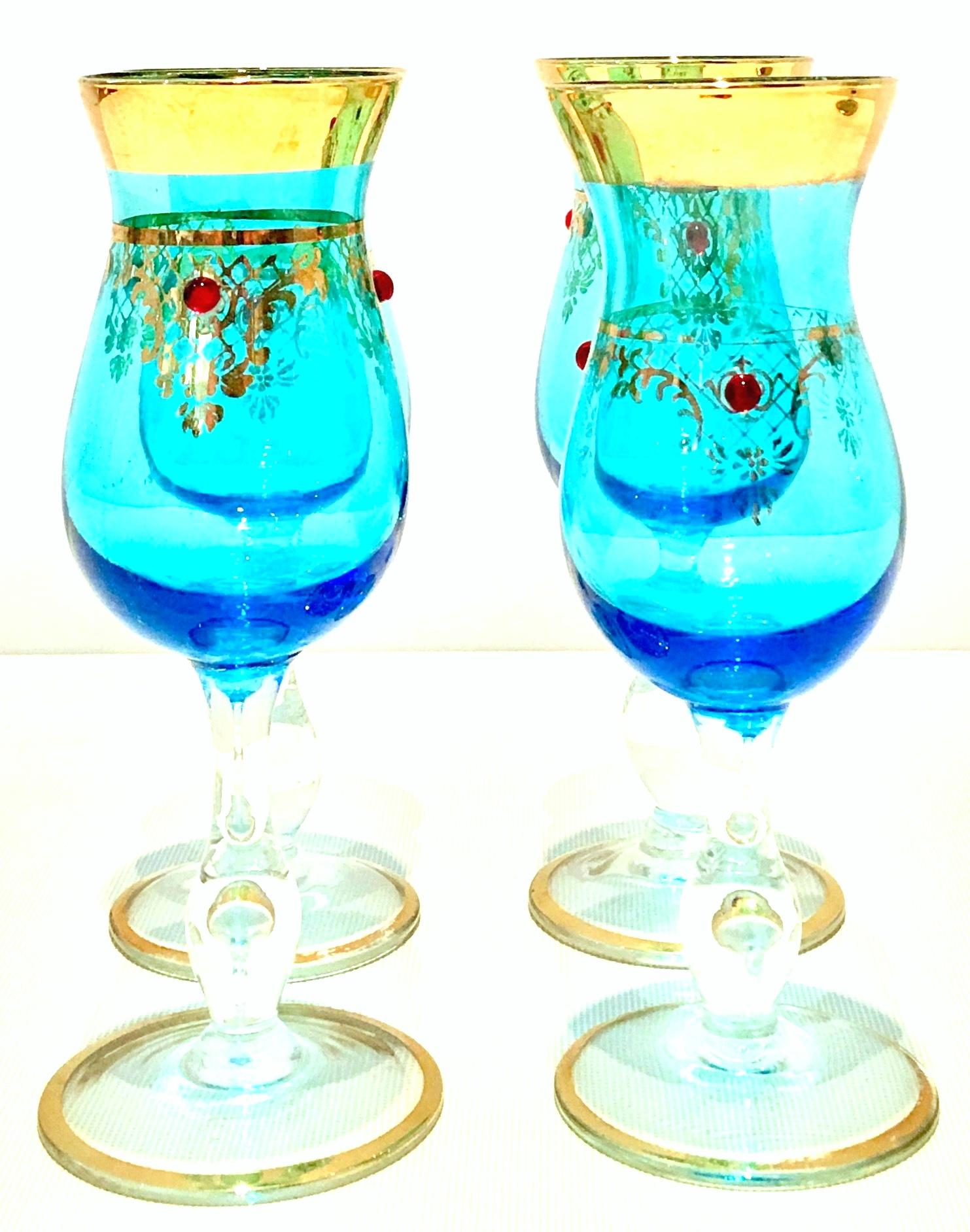 20th Century Italian Venetian Glass and 22-Karat Gold Drinks Set of 5 For Sale 7