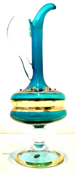 20th Century Italian Venetian Glass and 22-Karat Gold Drinks Set of 5