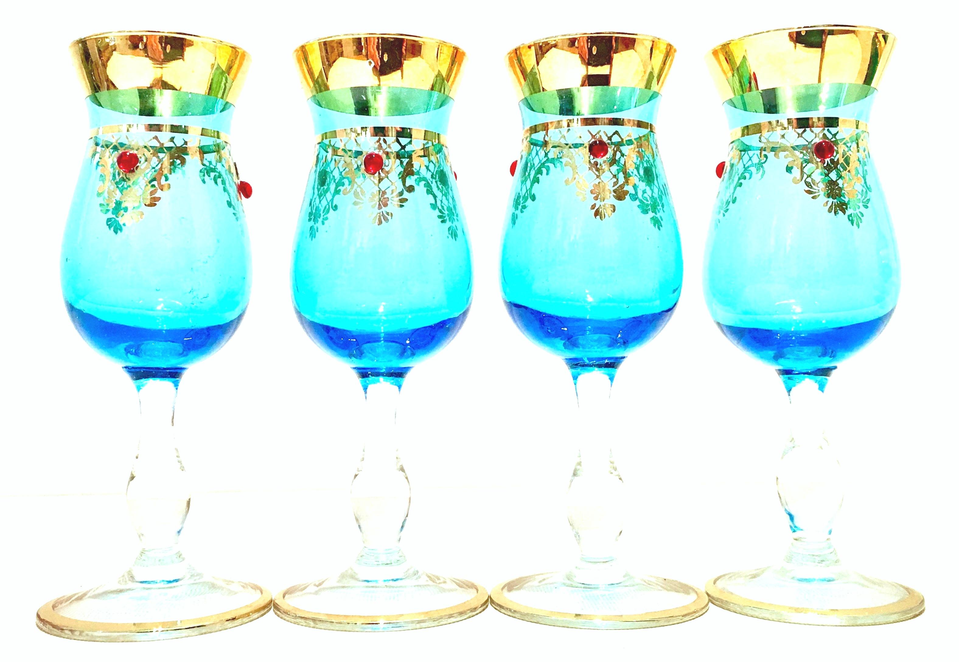 20th Century Italian Venetian Glass and 22-Karat Gold Drinks Set of 5 For Sale 6
