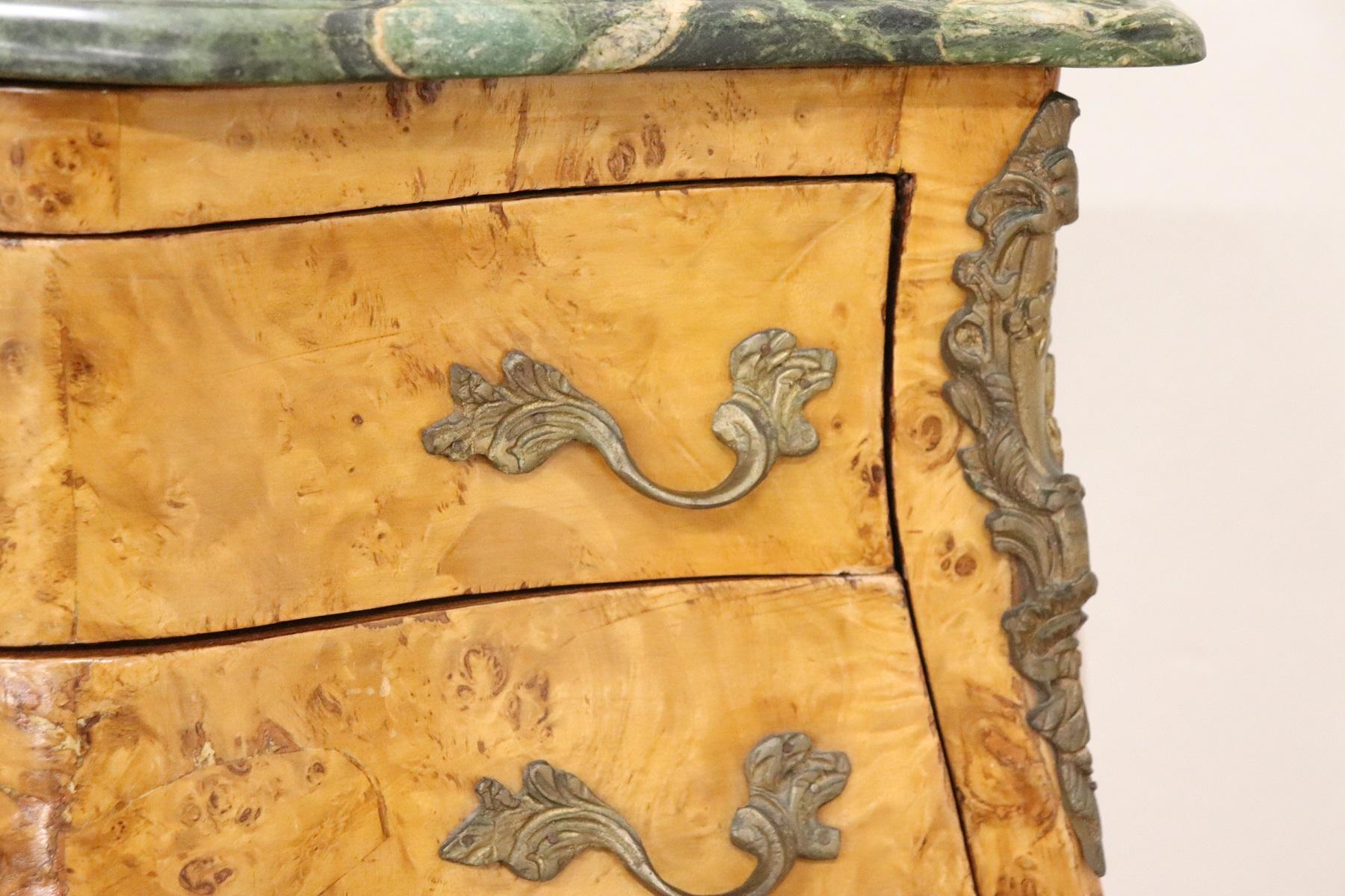 Mid-20th Century 20th Century Italian Venetian Louis XV Style in wood Burl Pair of Nightstands