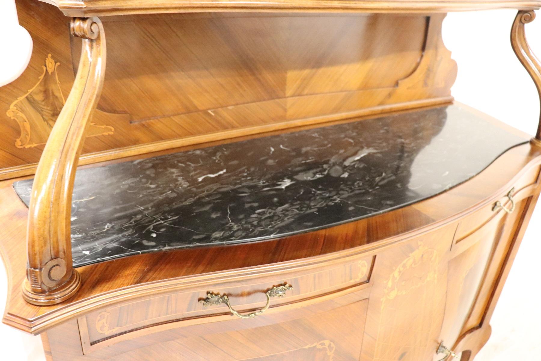 Mid-20th Century 20th Century Italian Venetian Louis XV Style Walnut Sideboard with Marble Top