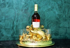 20th Century Italian Vermeil Sterling Silver Bottle Stand with Panthers, 1950s