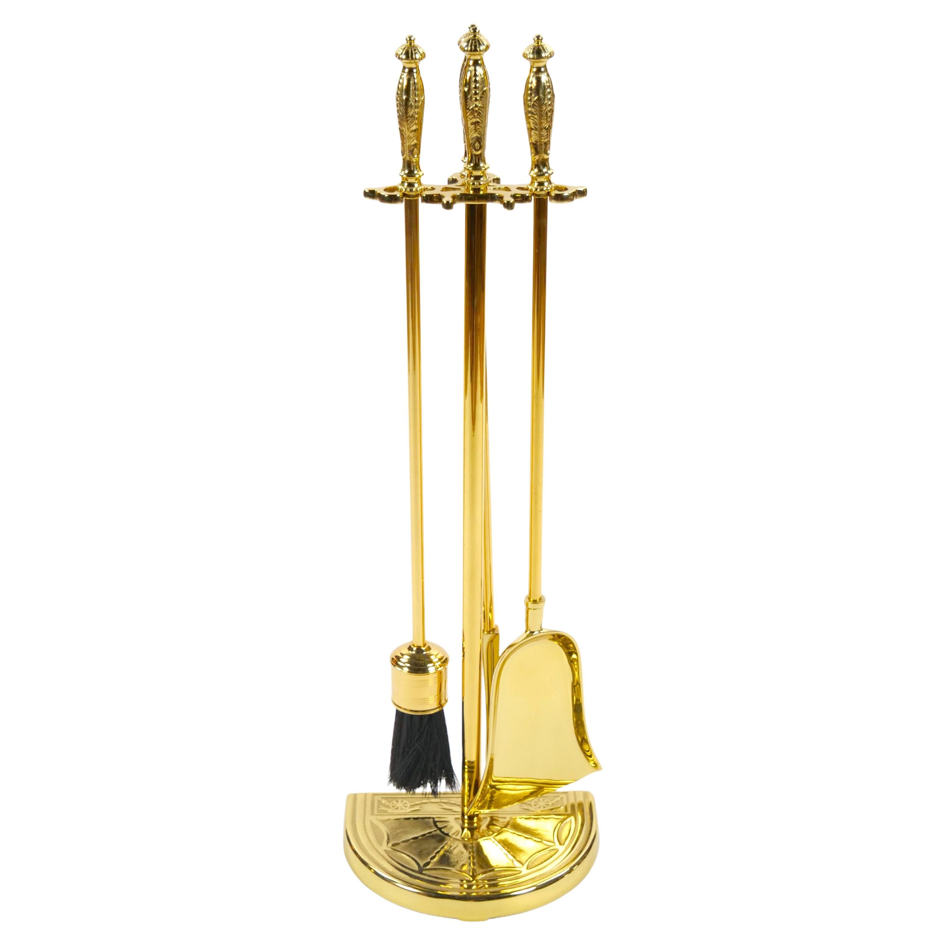 Set d'outils de cheminée italien du 20ème siècle de style victorien