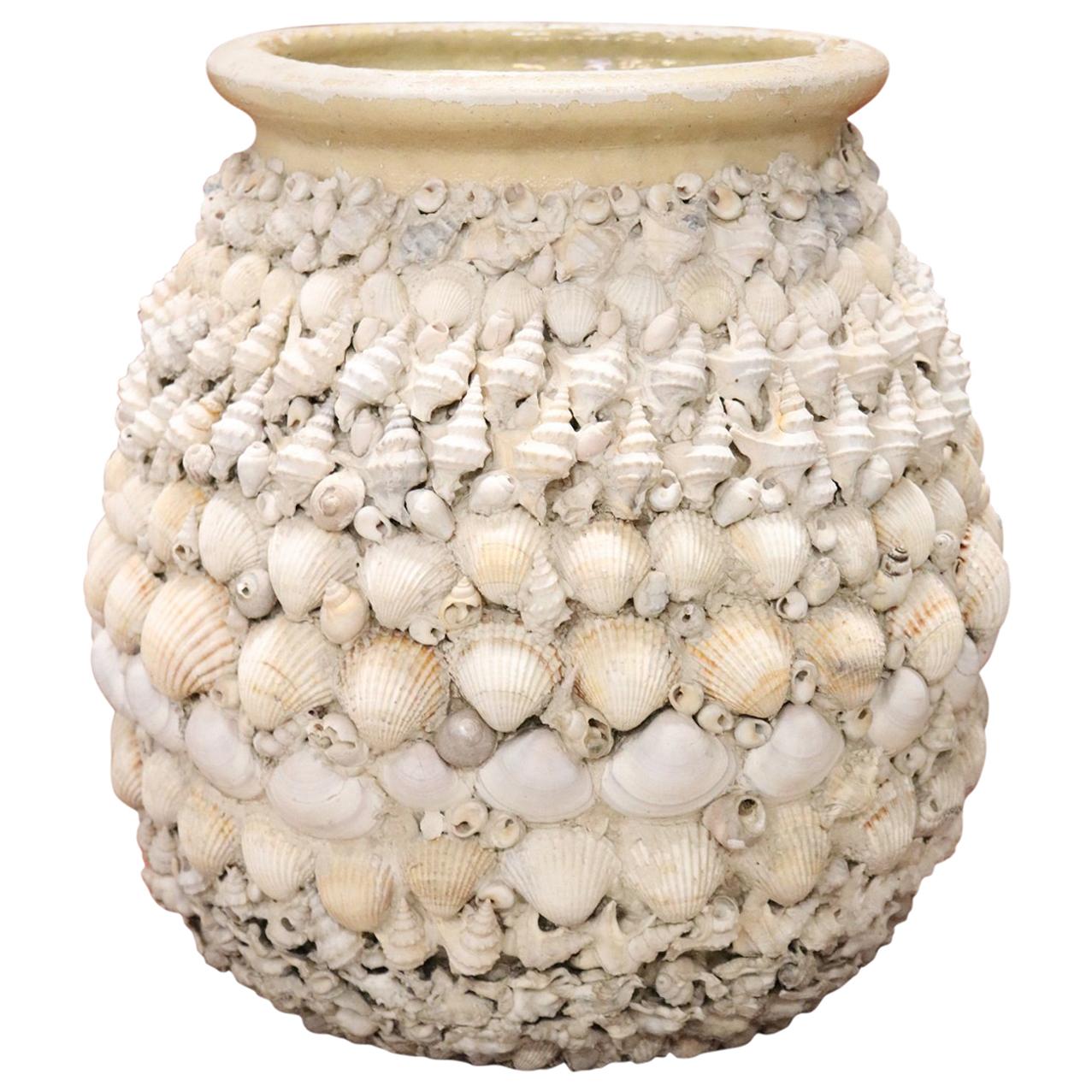20th Century Italian Vintage Artistic Vase in Ceramic and Shells