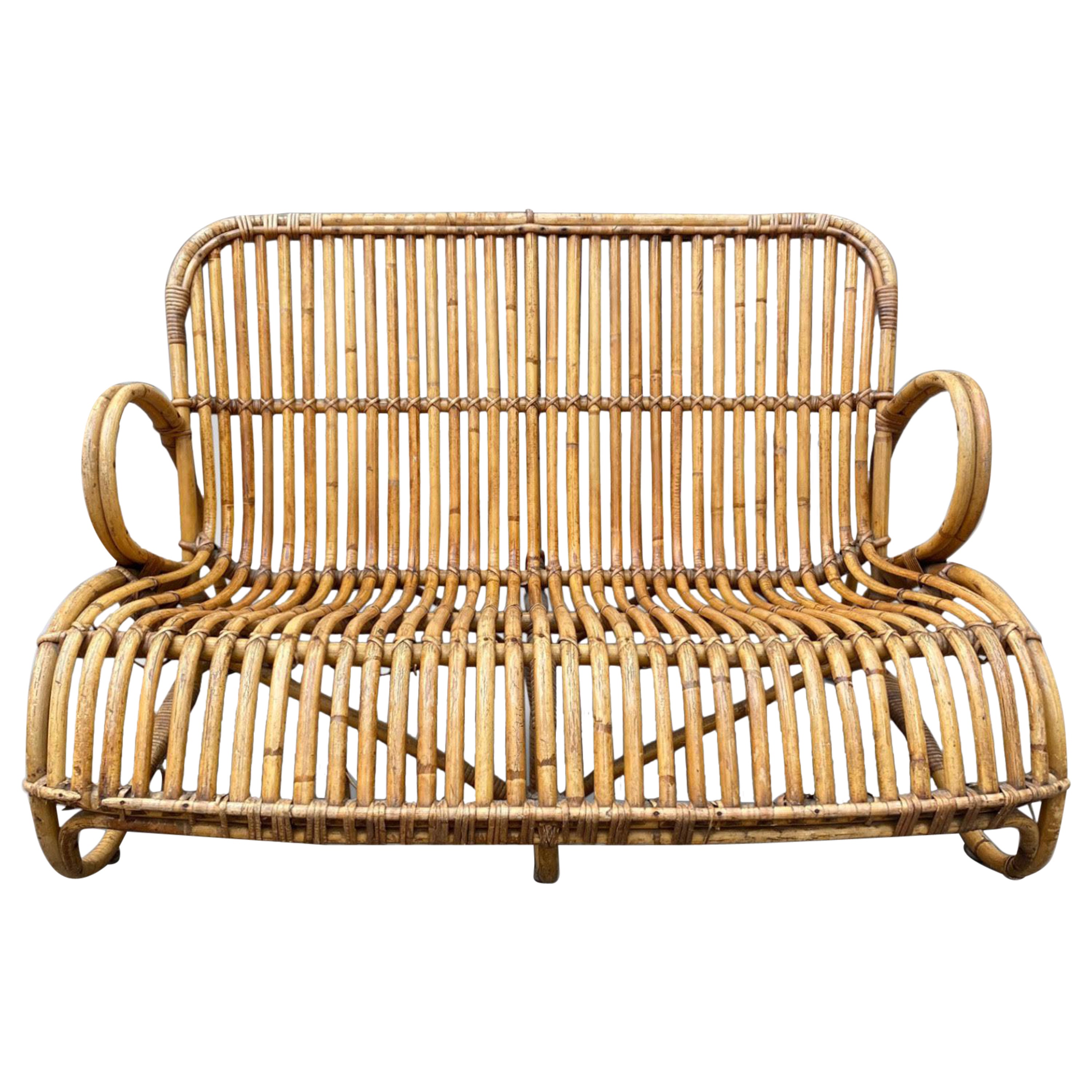 20th Century, Italian Vintage Bamboo Sofa Lounger