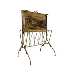 20th Century Italian Modern Brass Folding Side Table (Vintage Magazine Holder)