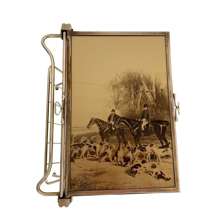 20th Century Italian Vintage Brass Folding Side Table, Magazine Holder For Sale at 1stDibs