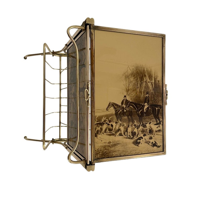 20th Century Italian Vintage Brass Folding Side Table, Magazine Holder For Sale at 1stDibs