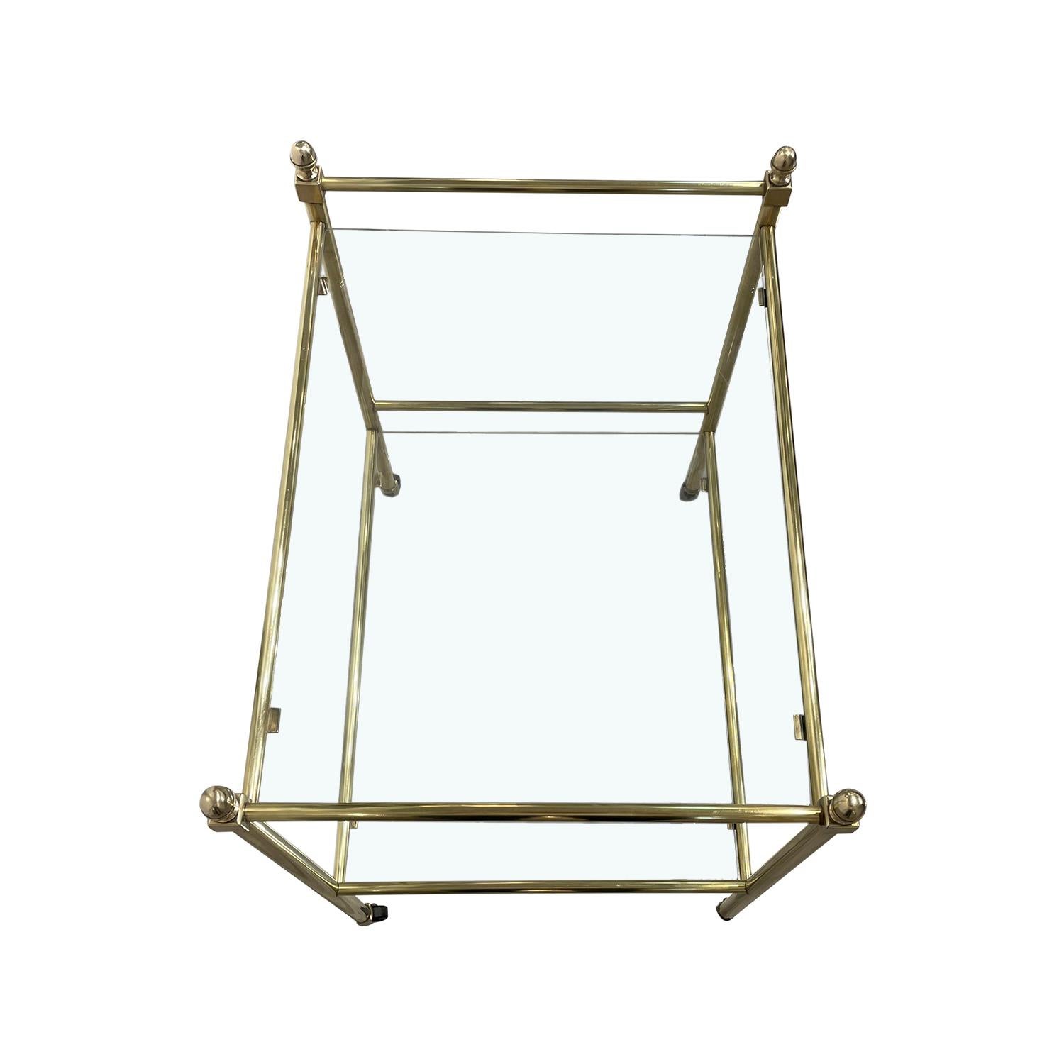 20th Century Italian Modern Brass Side, Serving Table - Vintage Tea Glass Table For Sale 1