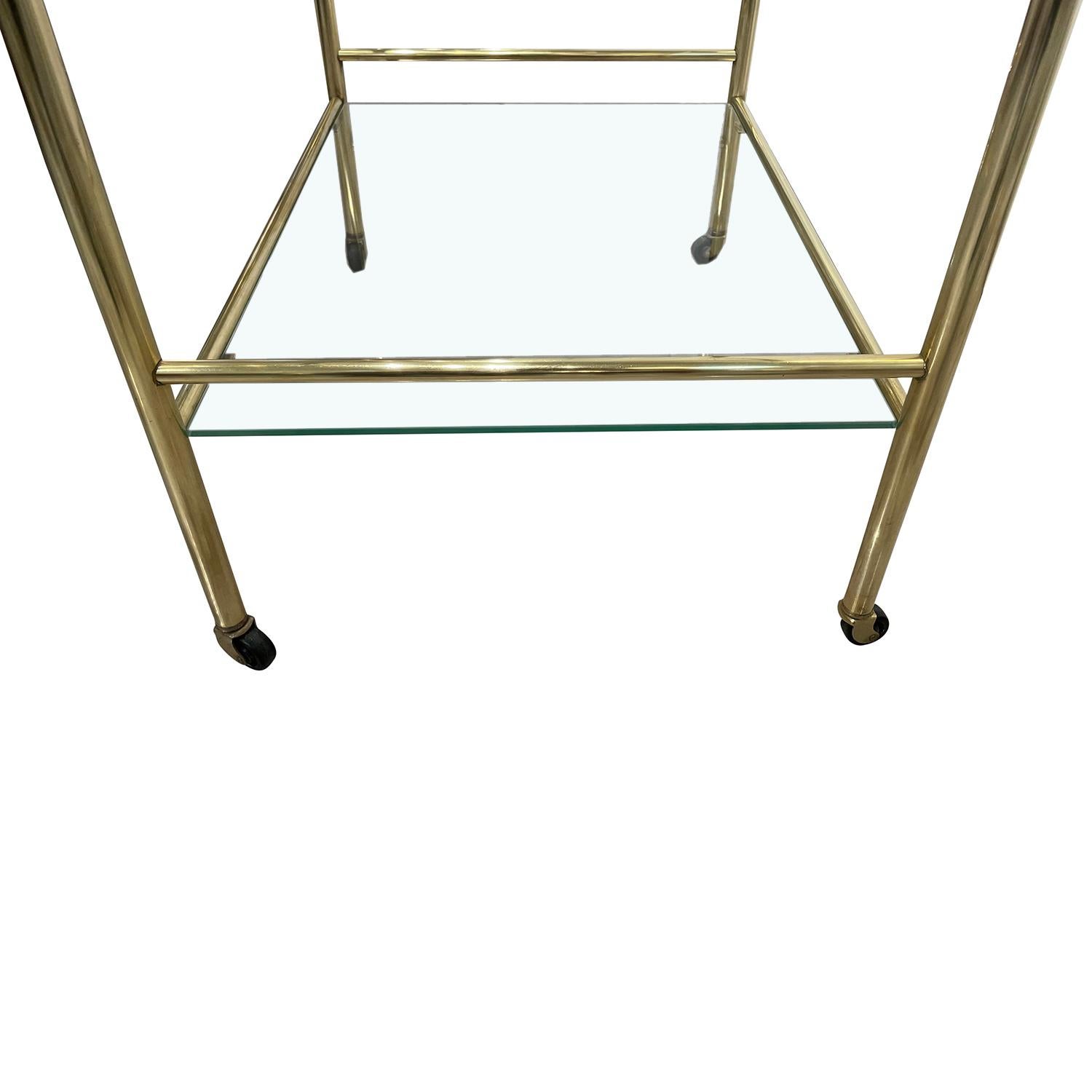 20th Century Italian Modern Brass Side, Serving Table - Vintage Tea Glass Table For Sale 2