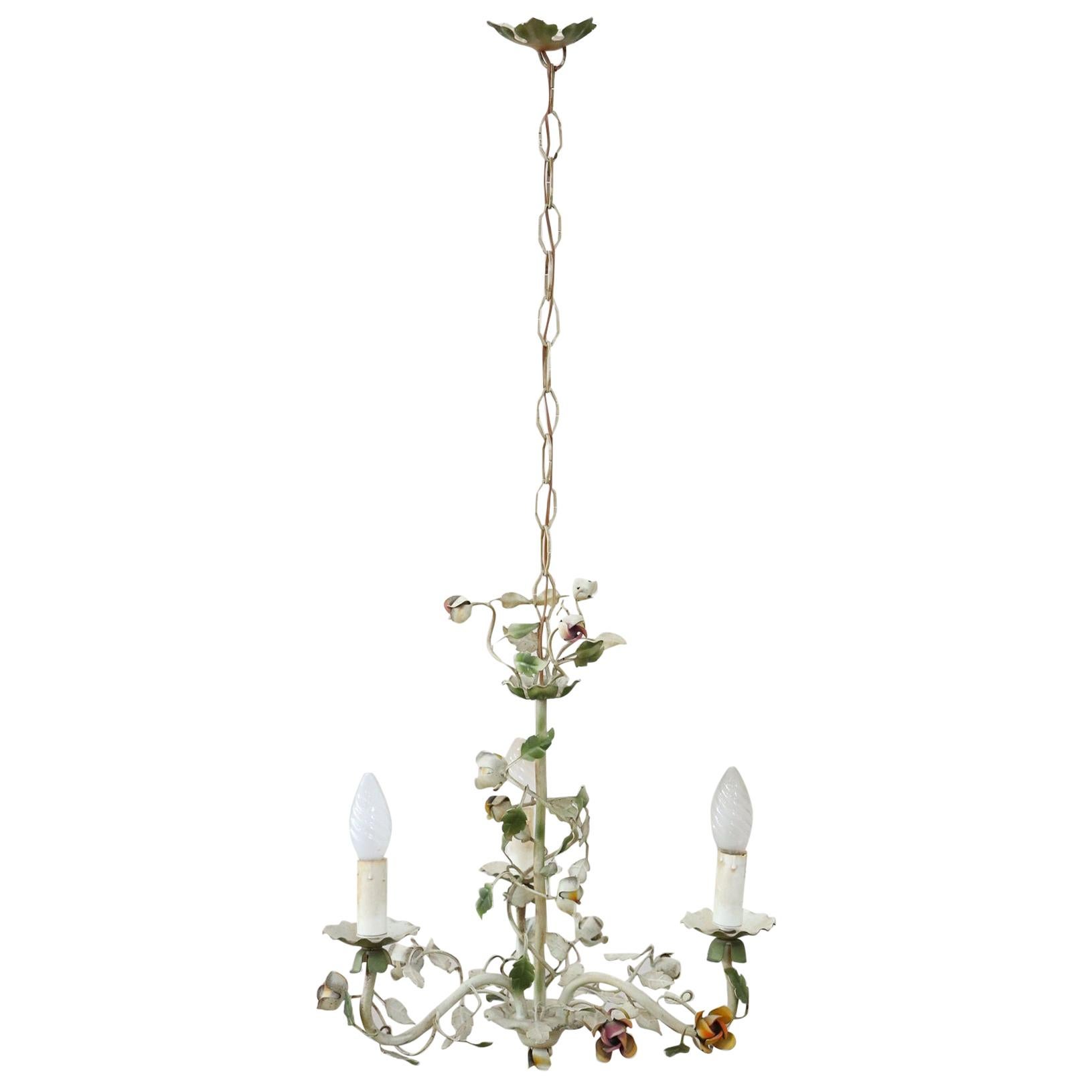 20th Century Italian Vintage Chandelier in Painted Iron For Sale