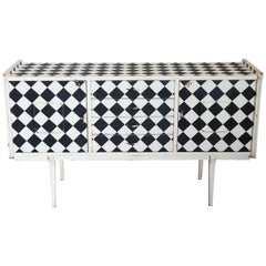 20th Century Italian Vintage Design Commode or Chest Painted Optical Kinetic Art
